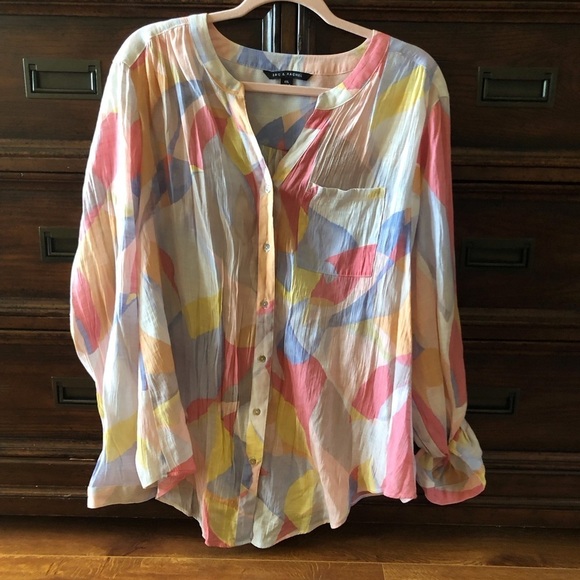 Zac & Rachel lightweight button down long sleeve shirt watercolor print size XXL - Picture 1 of 8